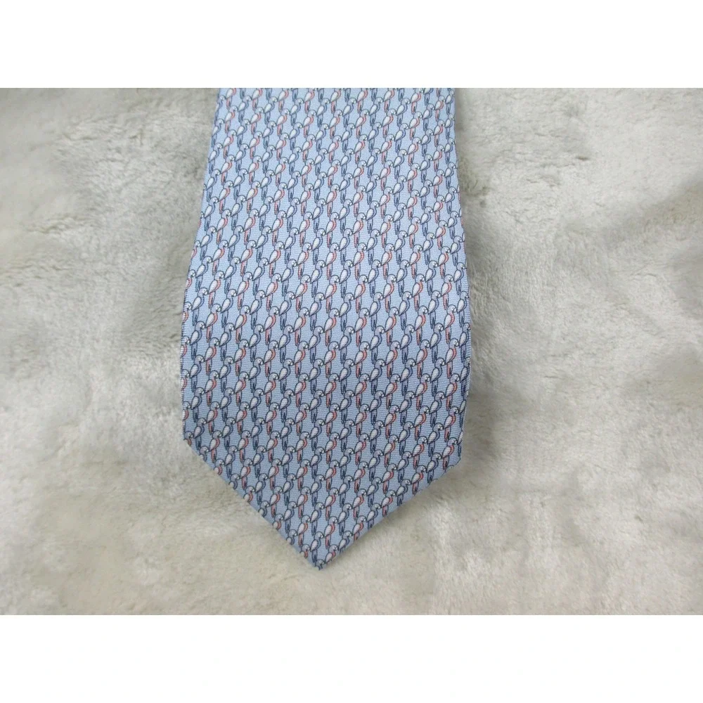 NEW ETON Neck Tie Mens Blue Parrots Silk Made In Italy Casual 04